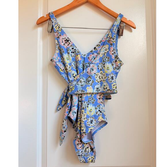 Tanya Taylor Kelly Wrap One Piece Swim Small Beach Floral Vacation - Picture 4 of 5